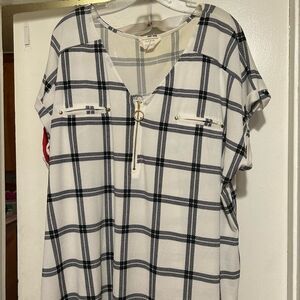 Plaid V-Neck Women's Top